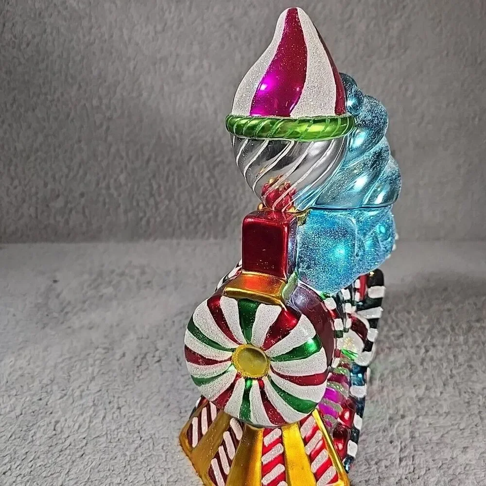 Christopher Radko Cookie Jar Candy Dish Train Colorful Christmas Holiday EUC